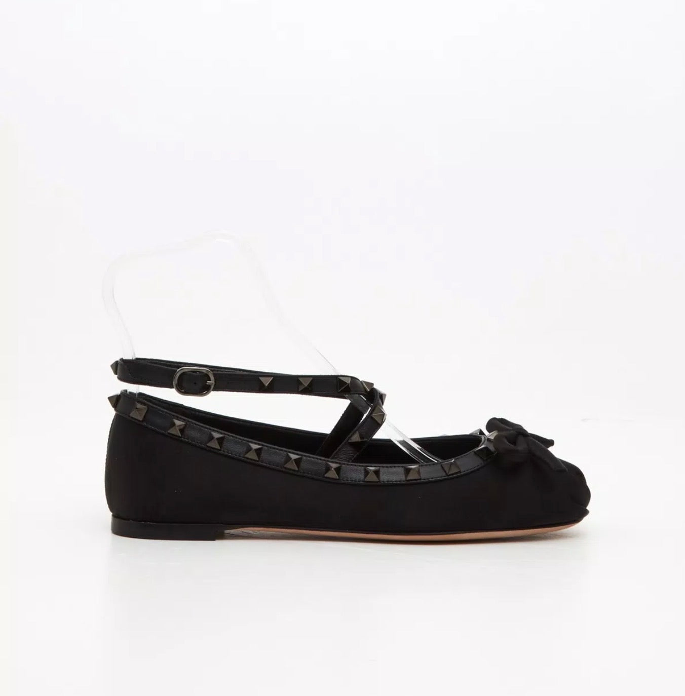 Valentino Rockstud satin ballerina Flats