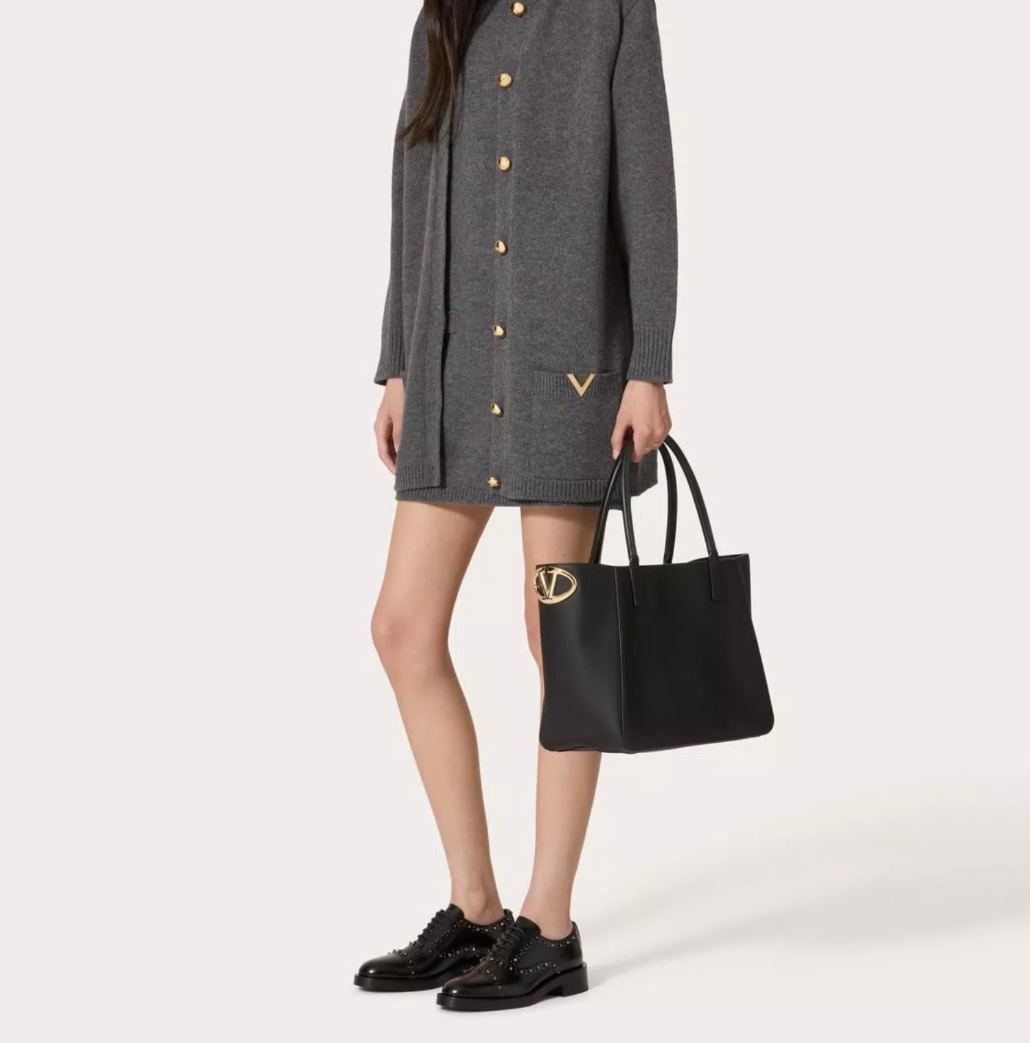 Valentino Garavani Vlogo Side Shopping Bag In Nappa Calfskin