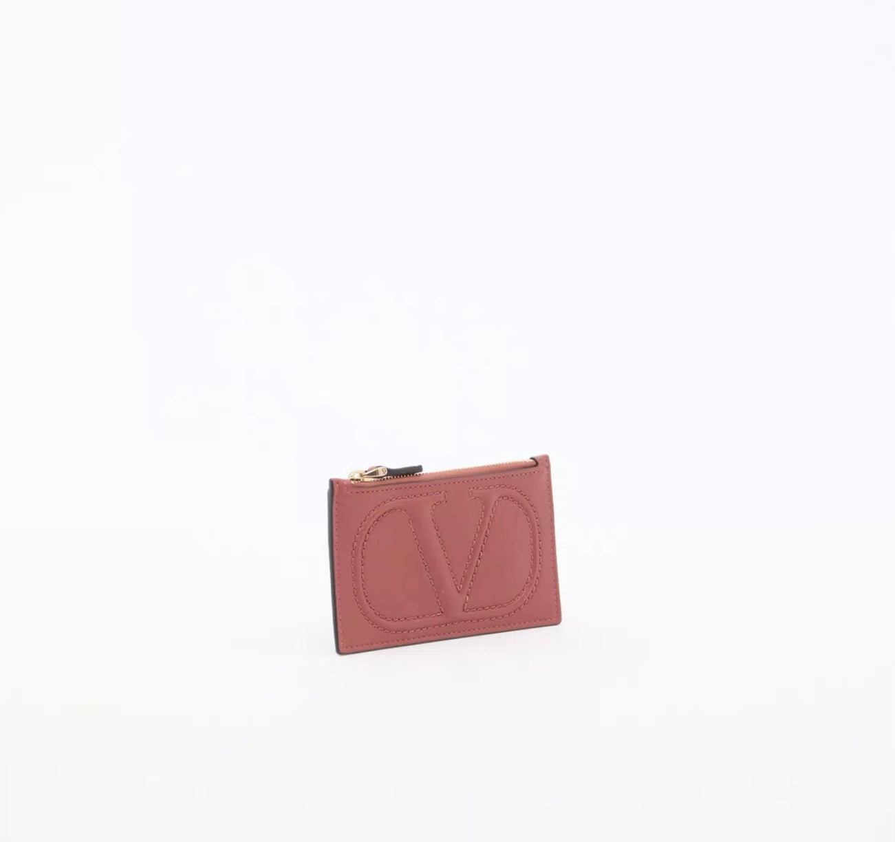 Valentino Vlogo Walk Zip Card Holder In Nappa
