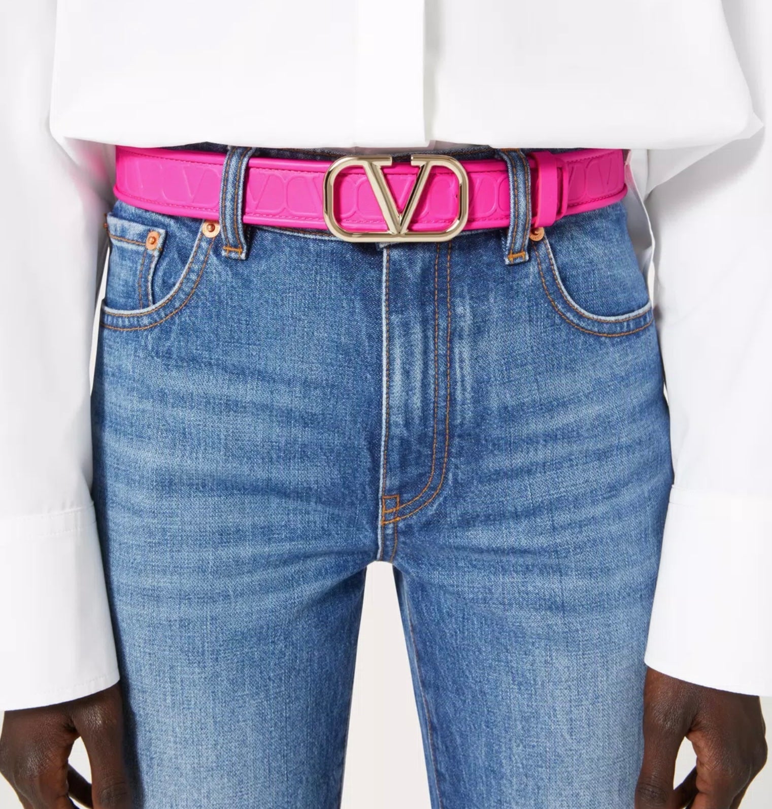 Valentino Garavani Leather Toile Iconographe Calfskin Belt 30 Mm