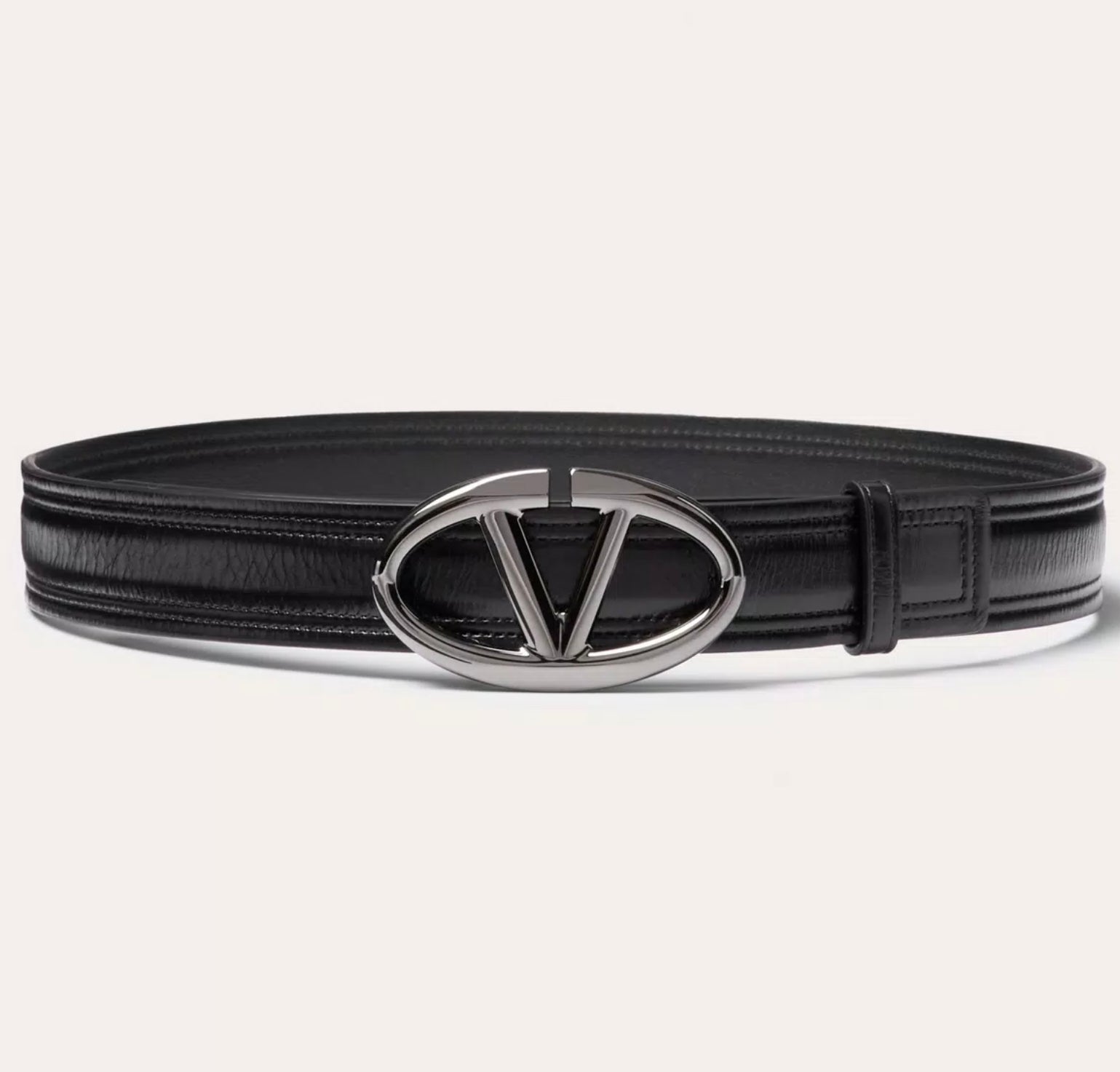 Valentino The Bold Edition Vlogo Shiny Calfskin Belt 30 Mm