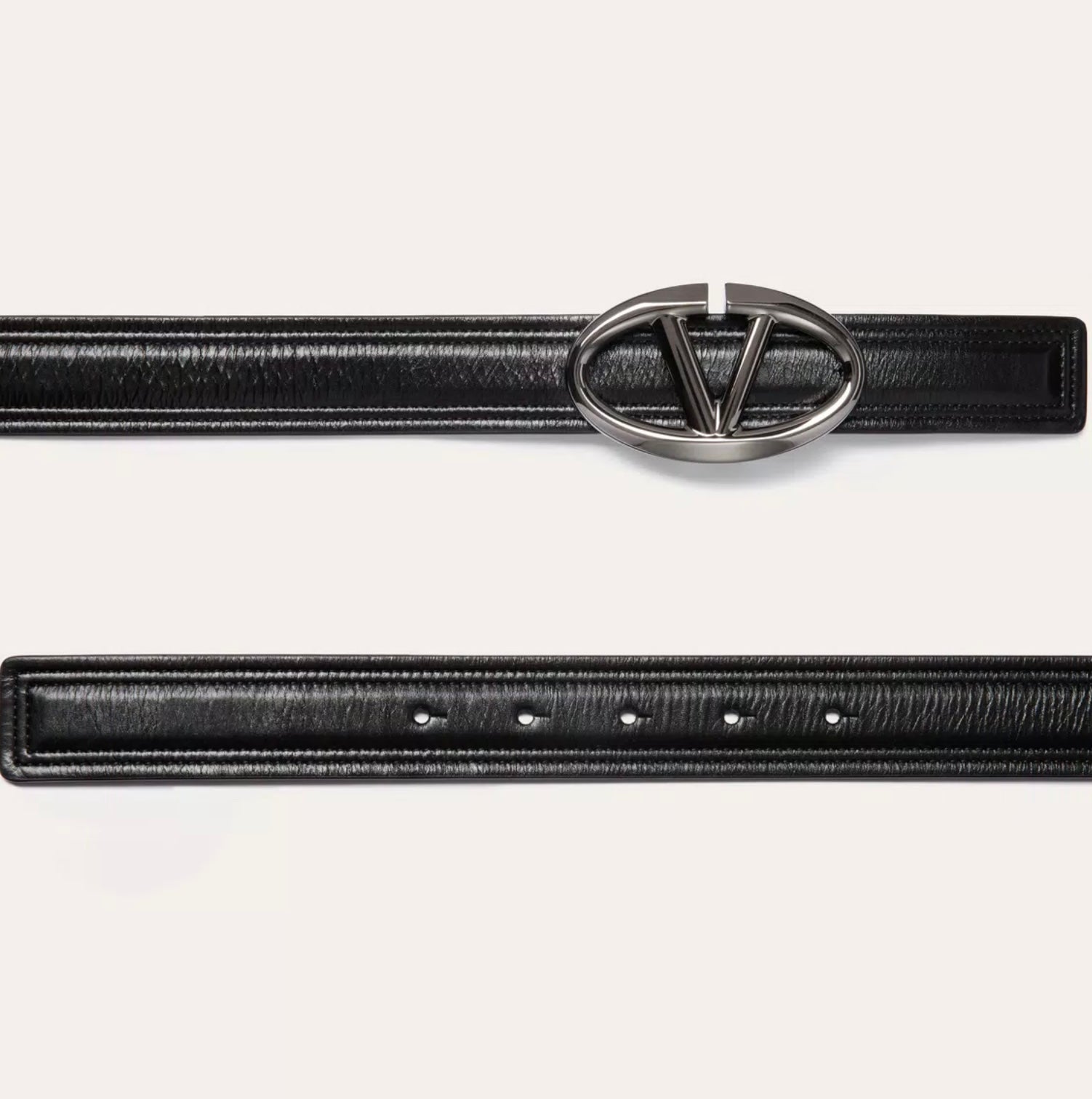Valentino The Bold Edition Vlogo Shiny Calfskin Belt 30 Mm