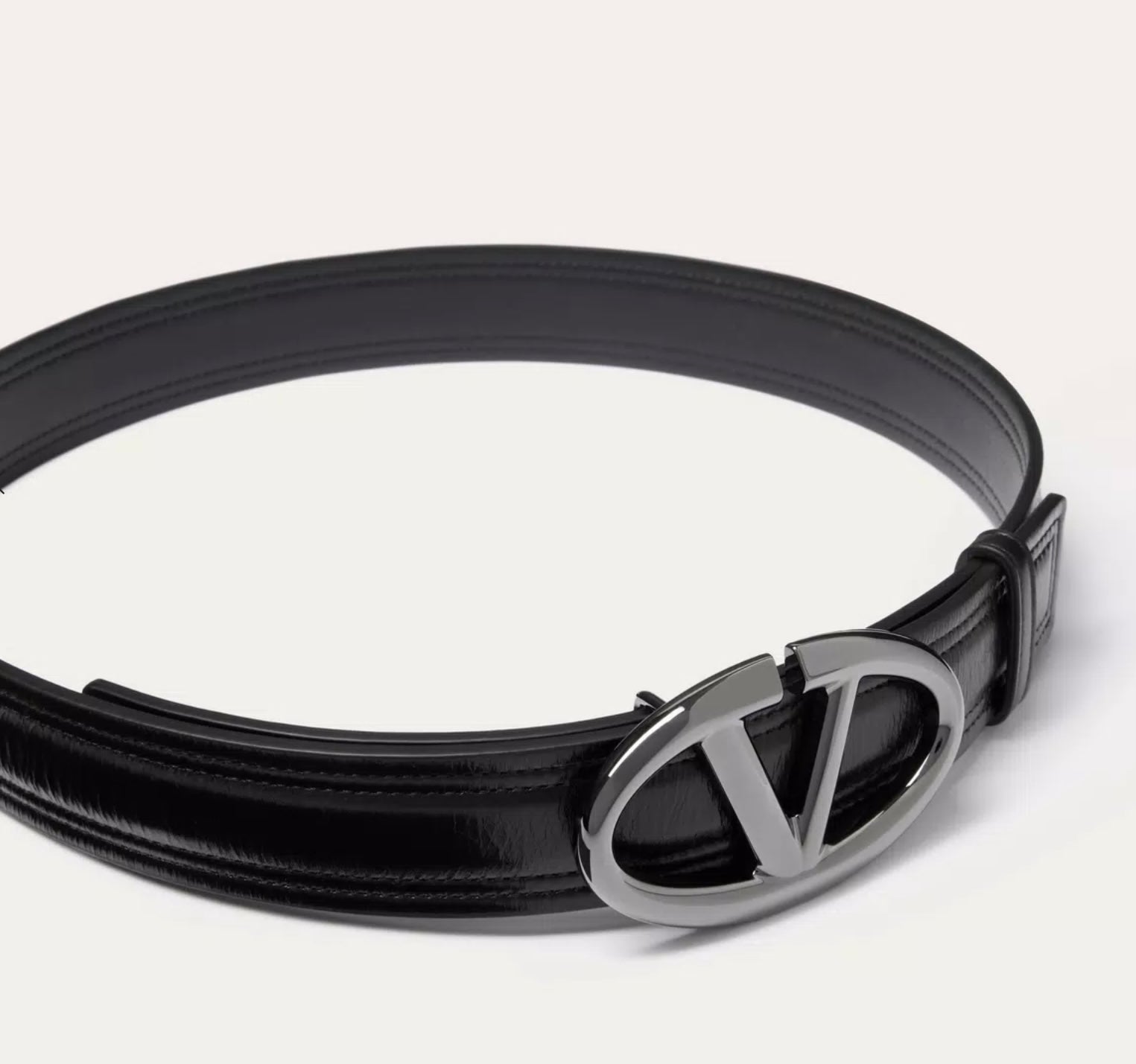 Valentino The Bold Edition Vlogo Shiny Calfskin Belt 30 Mm