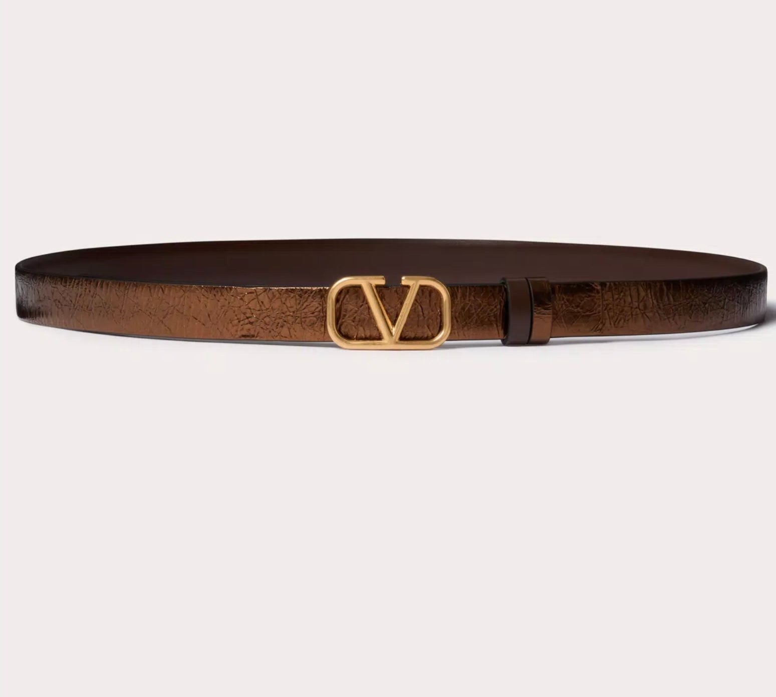 Valentino Reversible Vlogo Signature Belt In Metallic Calfskin With Craquele Effect And Shiny Calfskin 20 Mm