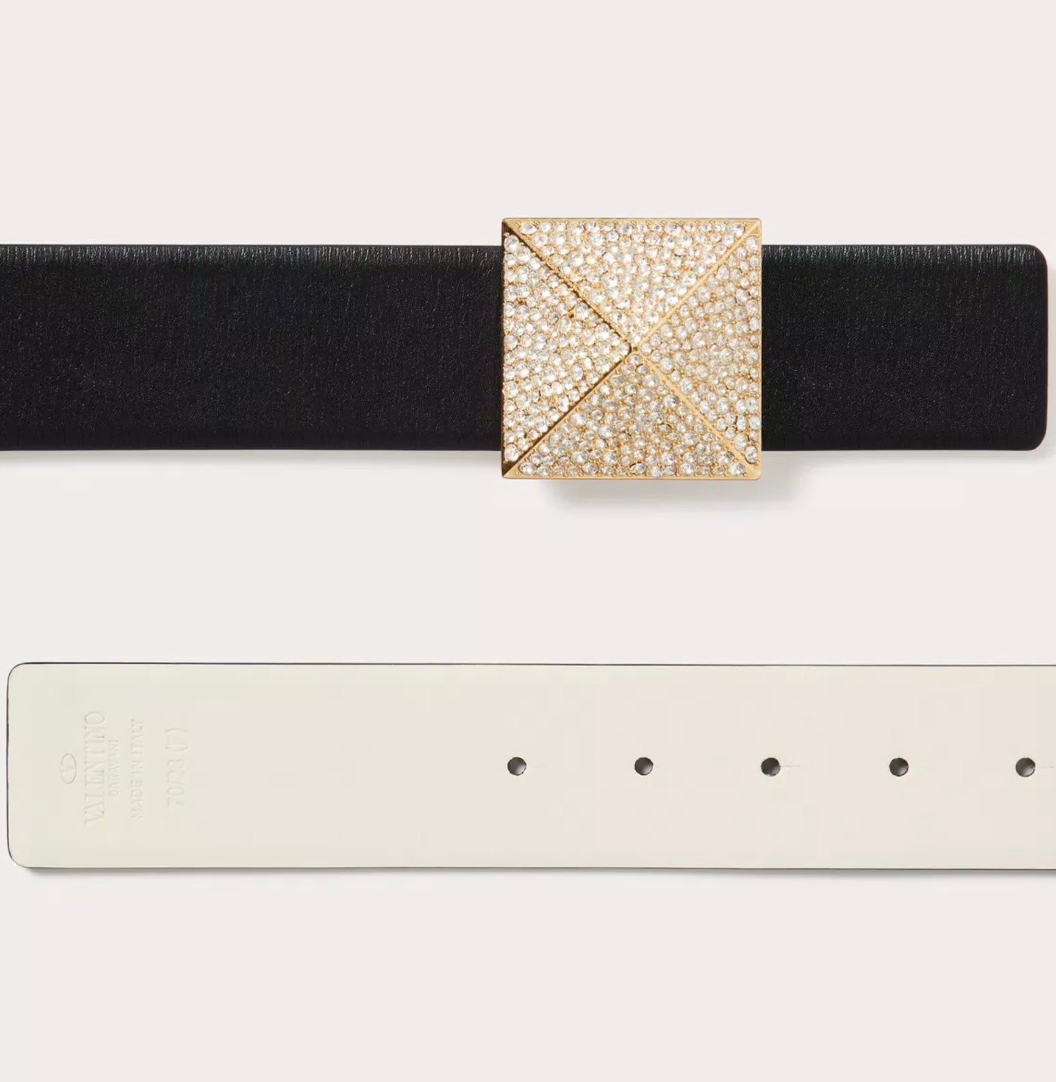 Valentino Garavani One Stud Reversible Shiny Calfskin Belt 40mm
