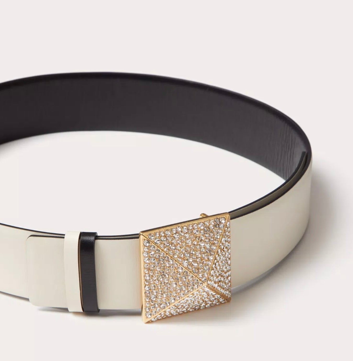 Valentino Garavani One Stud Reversible Shiny Calfskin Belt 40mm