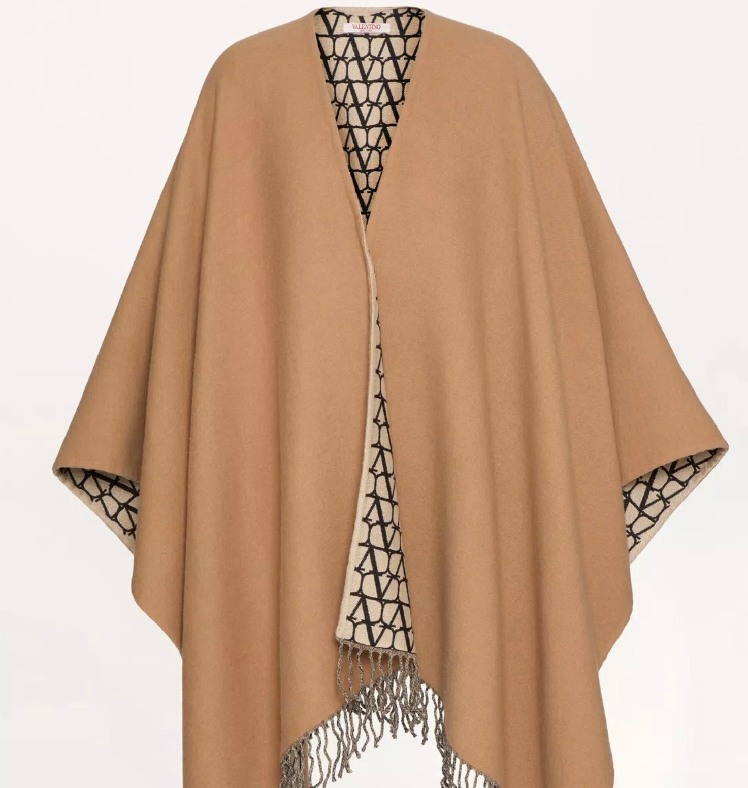 Valentino Double Toile Iconographe Poncho In Wool, Silk And Cashmere