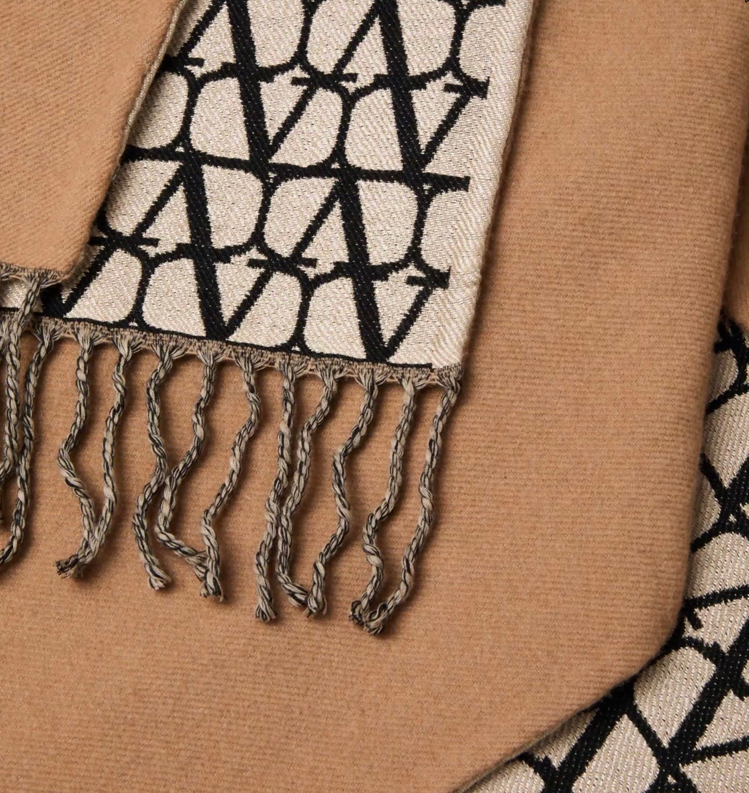 Valentino Double Toile Iconographe Poncho In Wool, Silk And Cashmere
