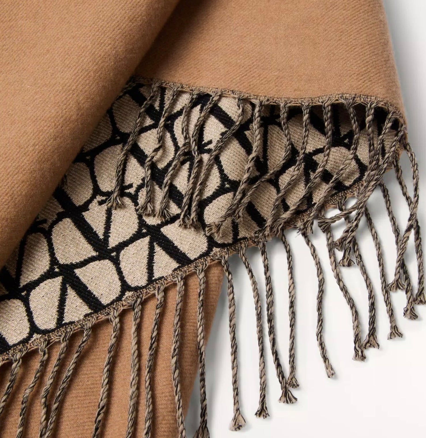 Valentino Double Toile Iconographe Poncho In Wool, Silk And Cashmere