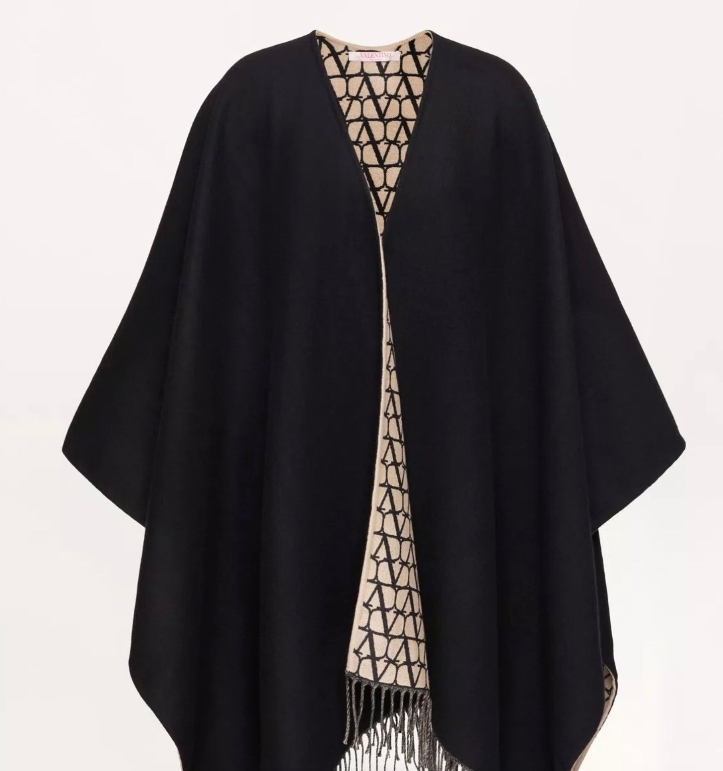 Valentino Double Toile Iconographe Poncho In Wool, Silk And Cashmere