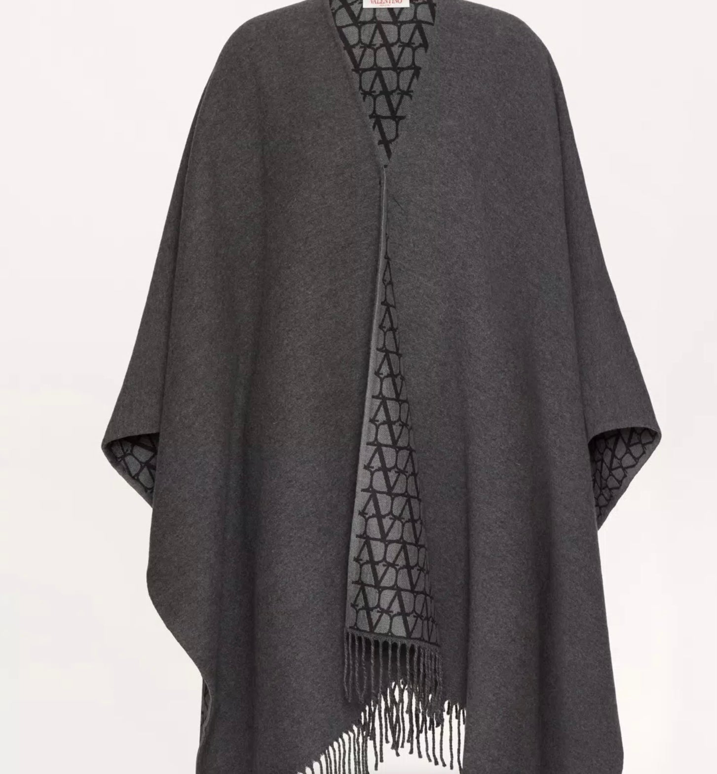 Valentino Double Toile Iconographe Poncho In Wool, Silk And Cashmere