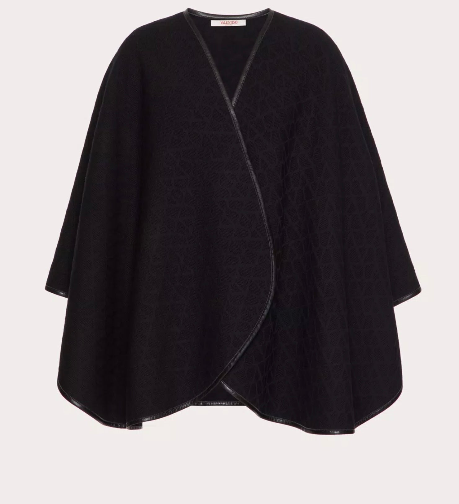 Valentino Toile Iconographe Wool Poncho With Leather Trim