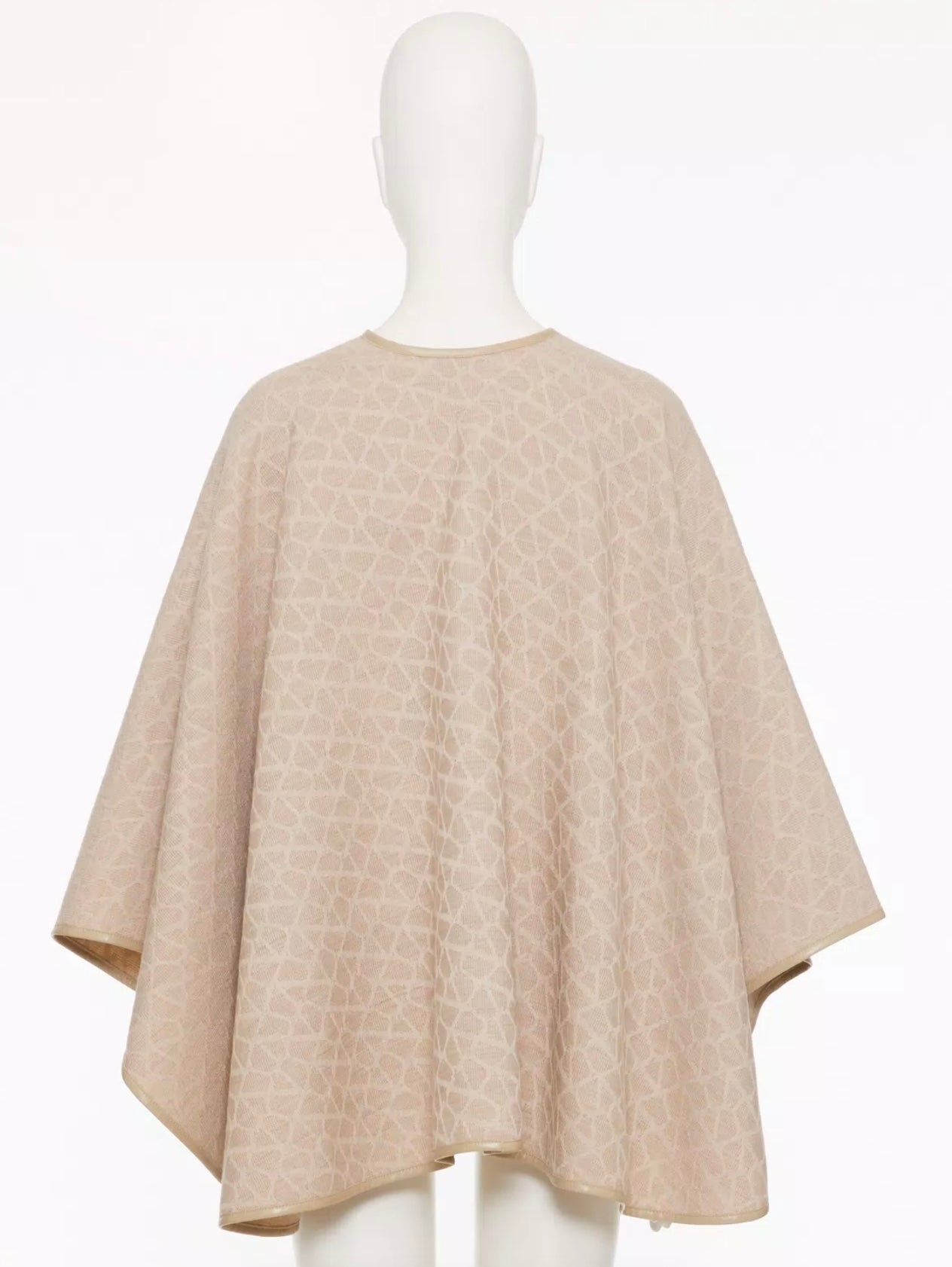 Valentino Toile Iconographe Wool Poncho With Leather Trim