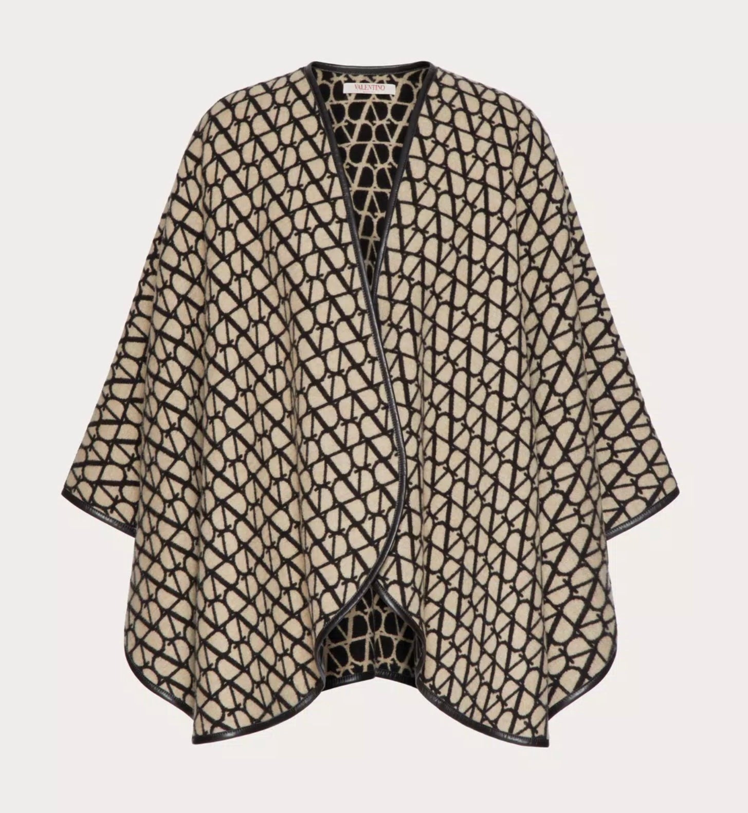 Valentino Wool, Cashmere And Leather Toile Iconographe Poncho