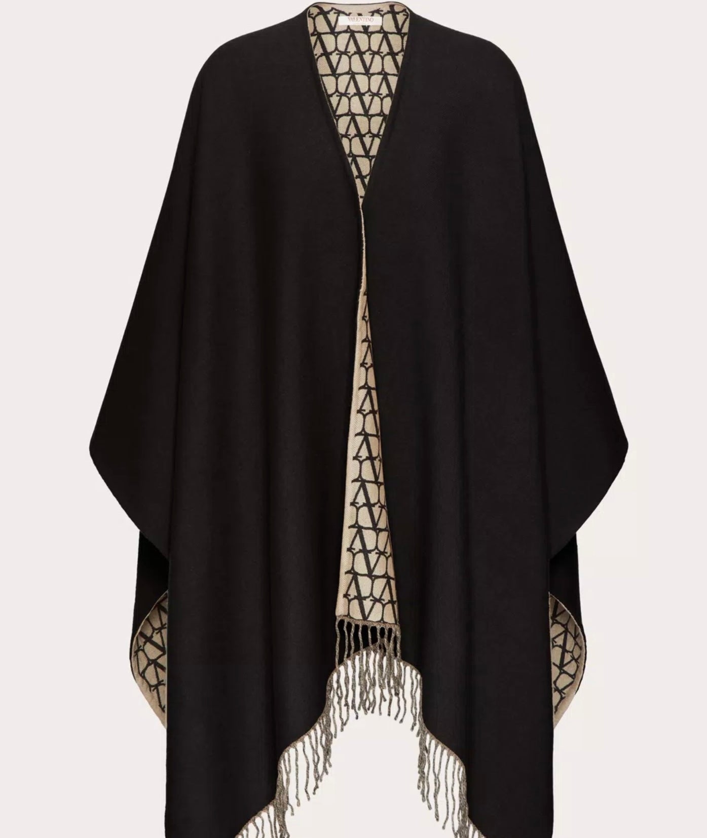 Valentino Double Toile Iconographe Poncho In Wool, Silk And Cashmere