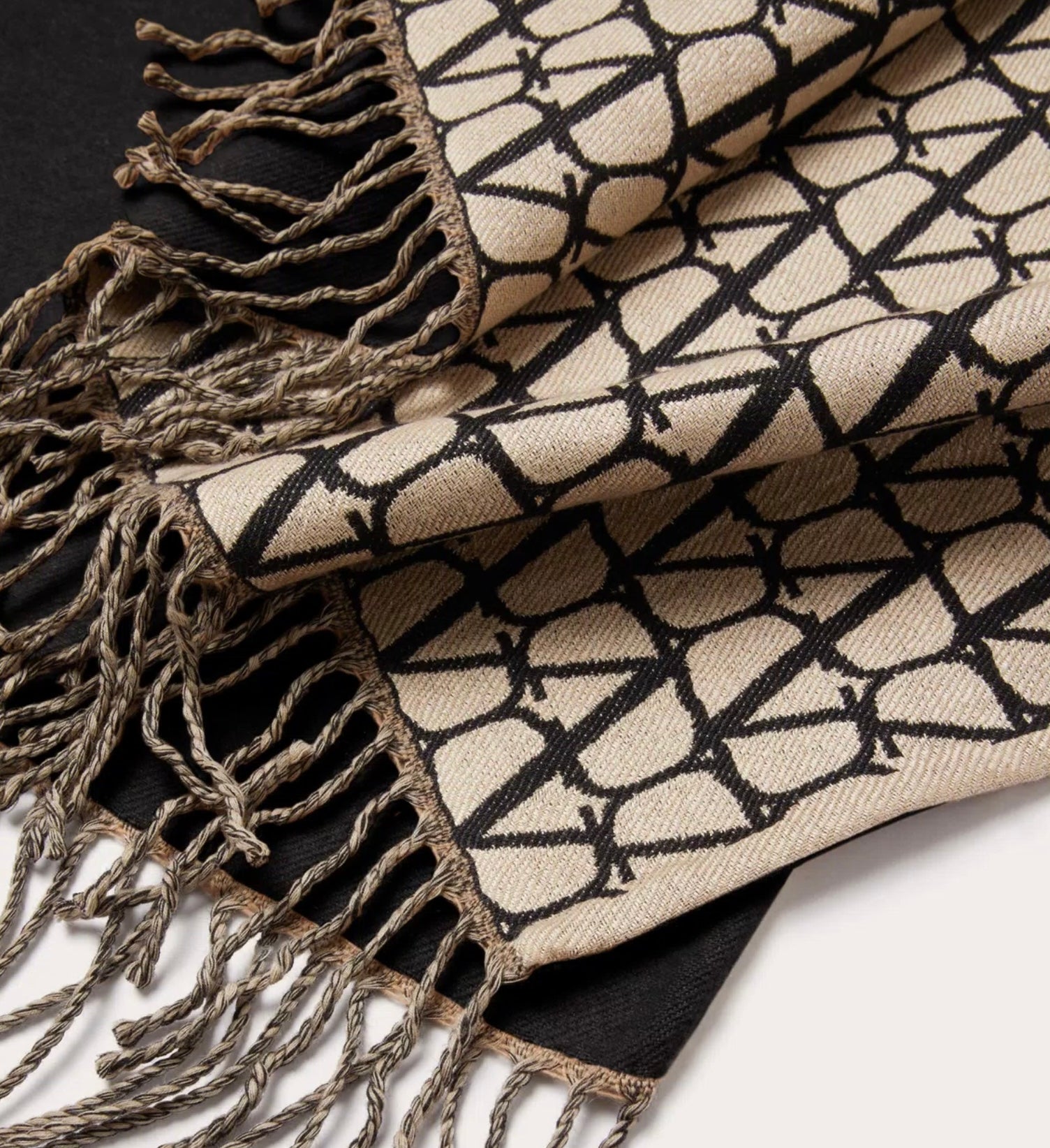 Valentino Double Toile Iconographe Poncho In Wool, Silk And Cashmere