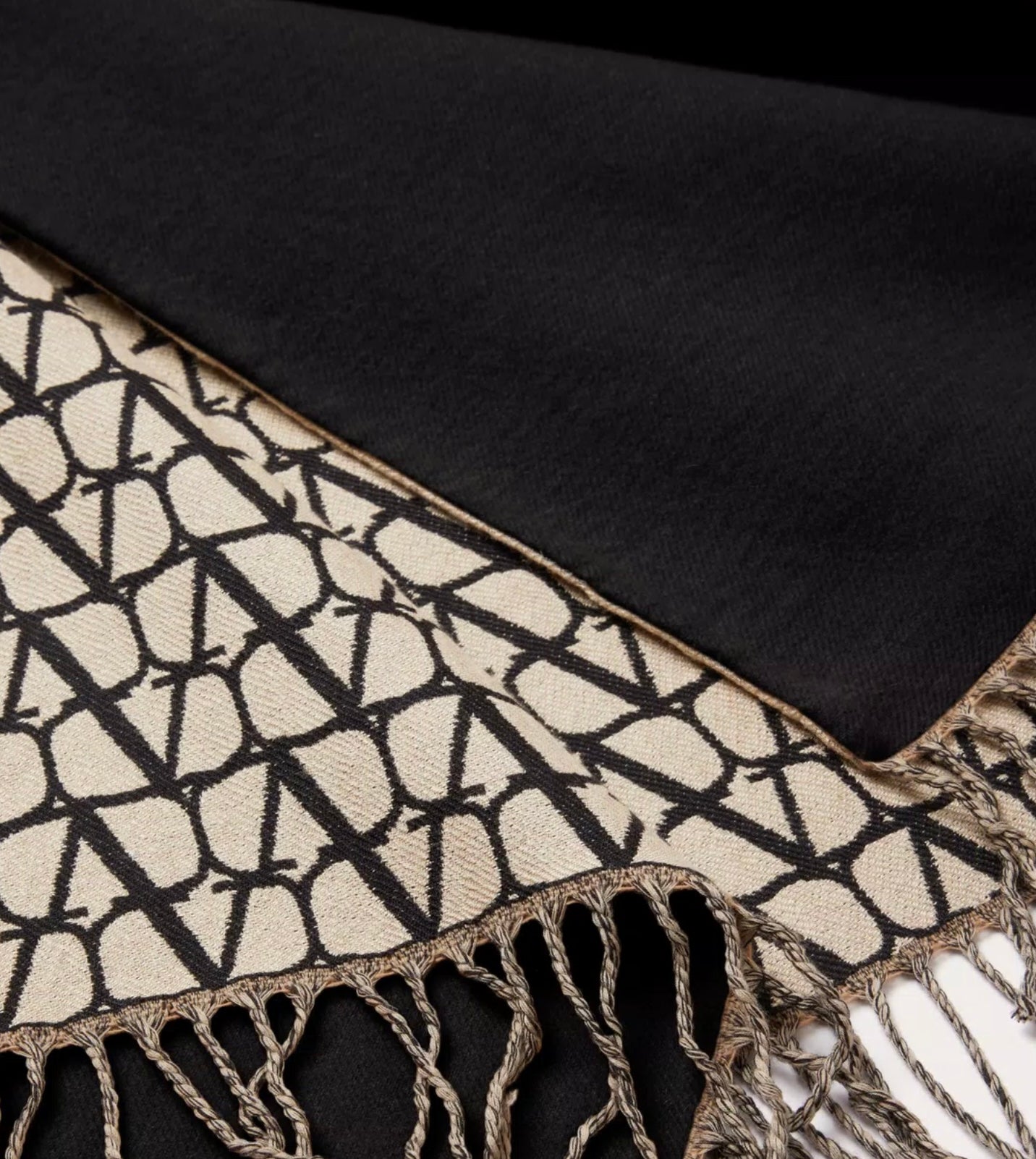 Valentino Double Toile Iconographe Poncho In Wool, Silk And Cashmere