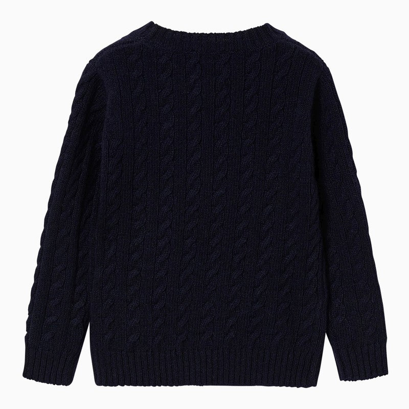 Il Gufo Blue cable-knit crew-neck jumper