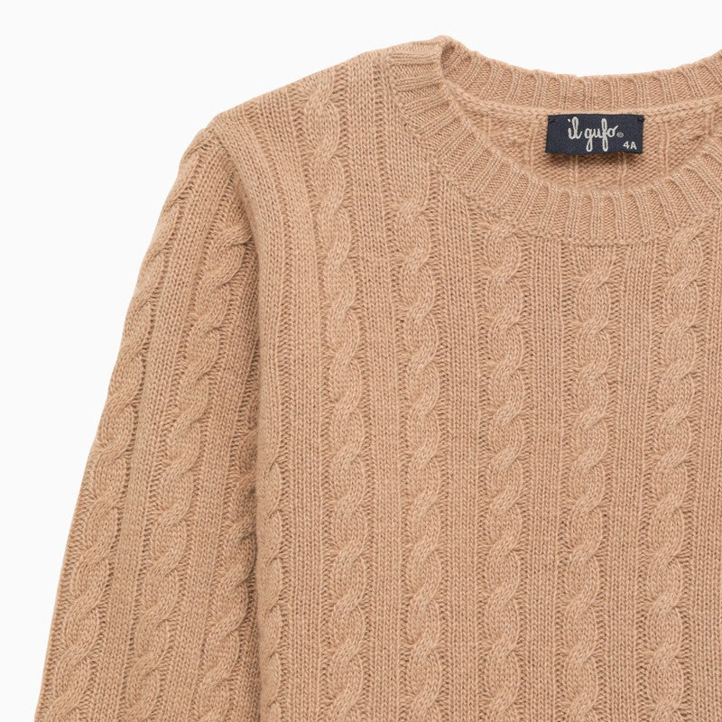 Il Gufo Beige cable-knit crew-neck jumper