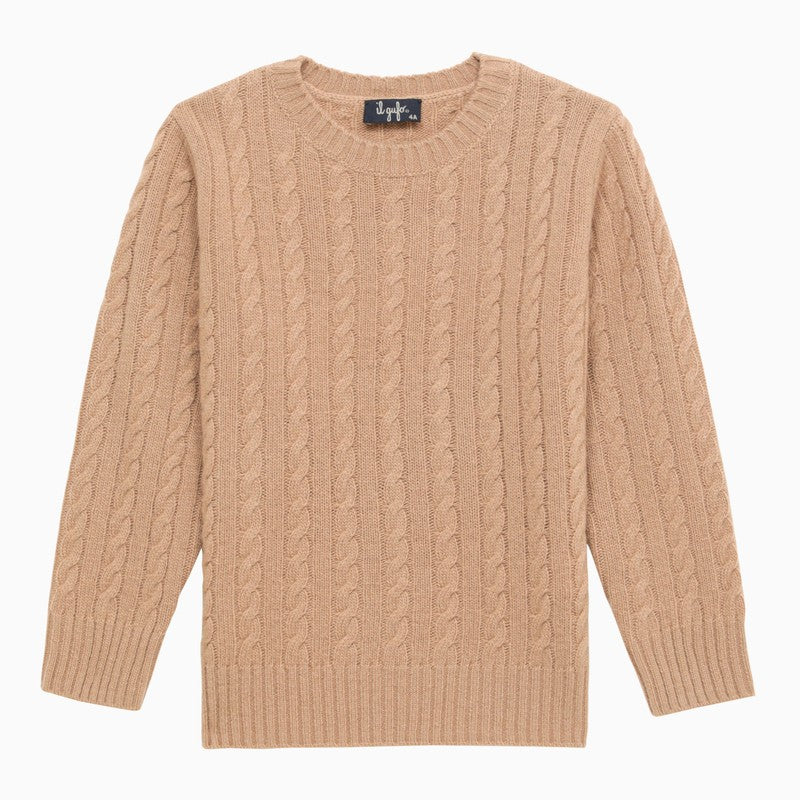 Il Gufo Beige cable-knit crew-neck jumper
