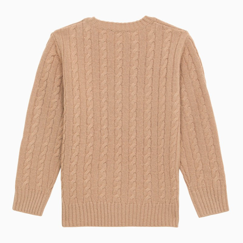 Il Gufo Beige cable-knit crew-neck jumper