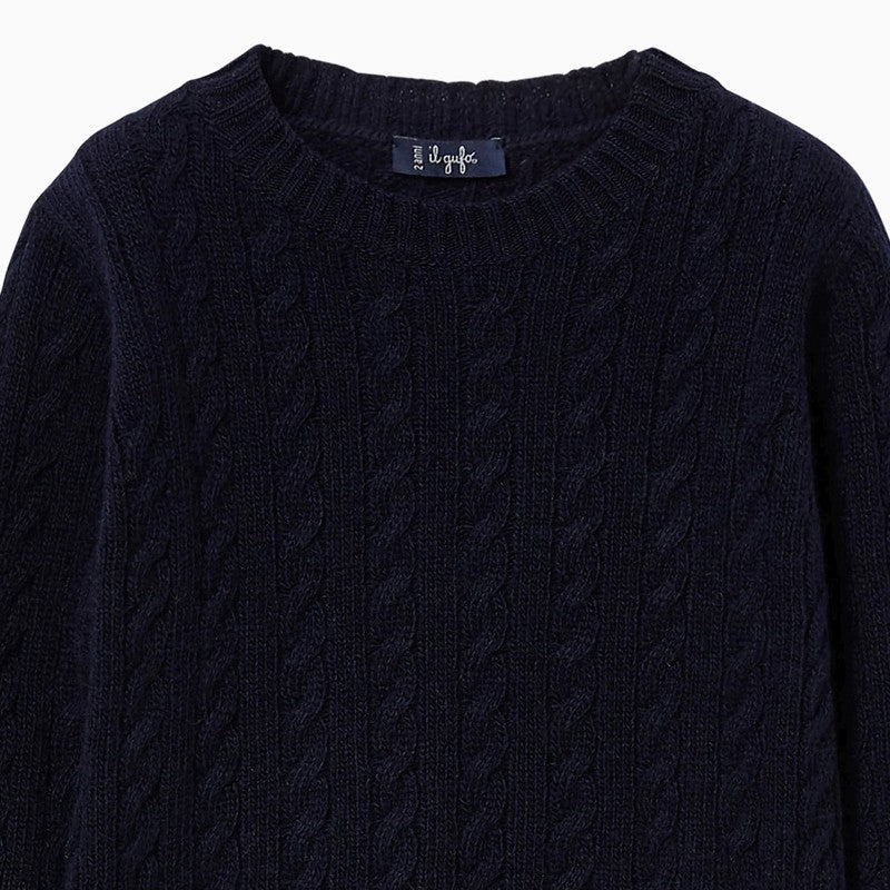 Il Gufo Blue cable-knit crew-neck jumper