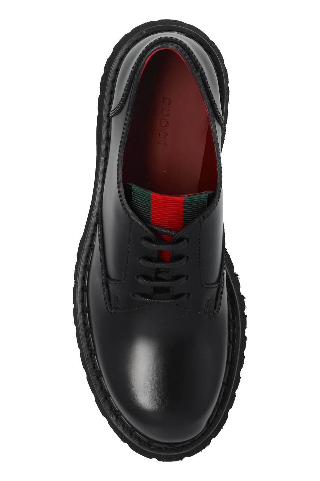 Gucci Web Lace Up Leather Shoes