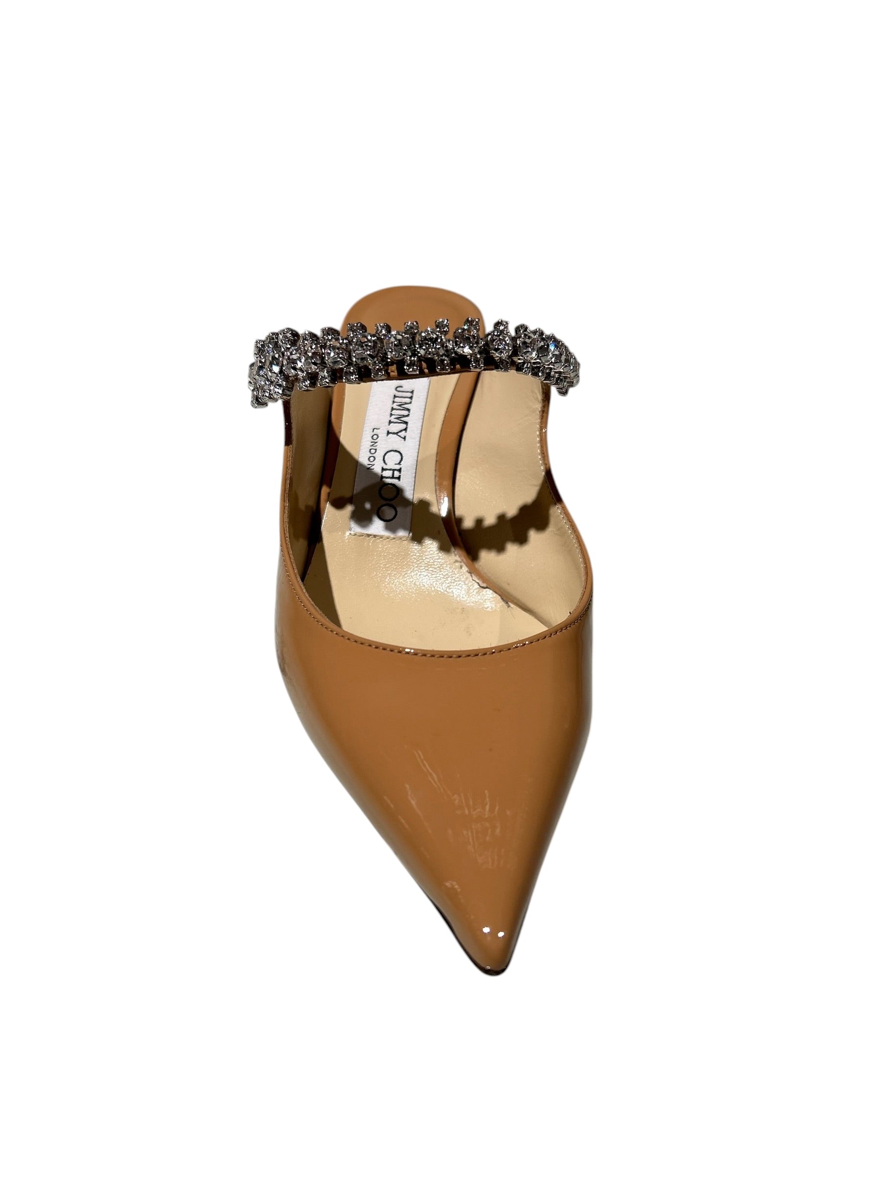 Jimmy Choo Bing Crystal Strap Patent Mules
