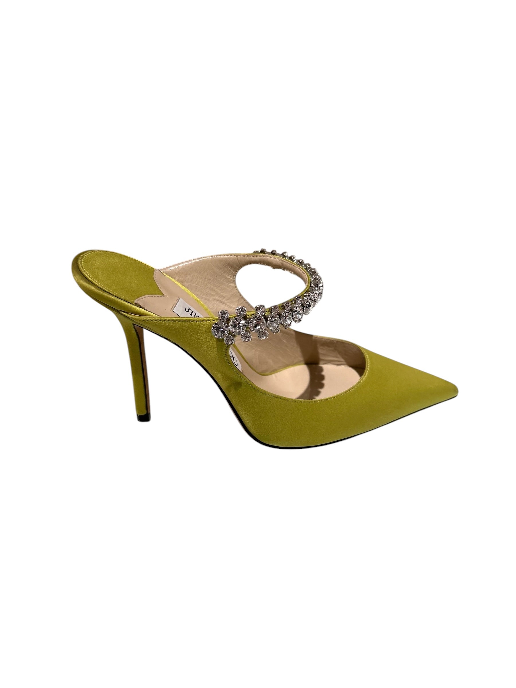 Jimmy Choo Bing Crystal Strap Satin Mules