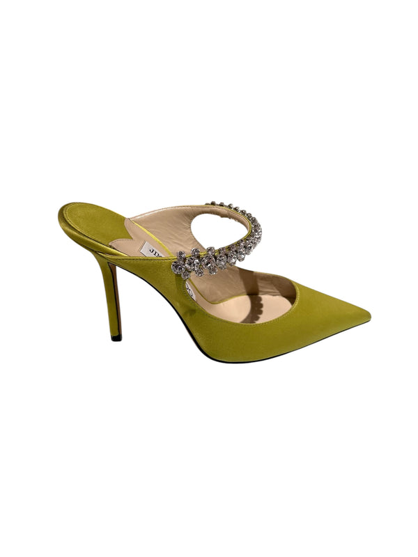 Jimmy Choo Bing Crystal Strap Satin Mules