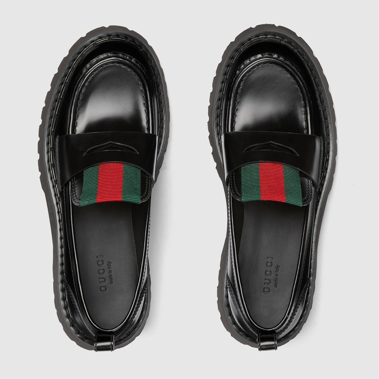 Gucci Web Leather Loafers
