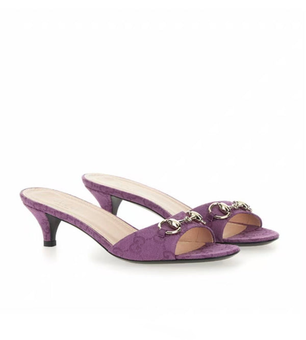 Gucci Horsebit GG Canvas Sandals