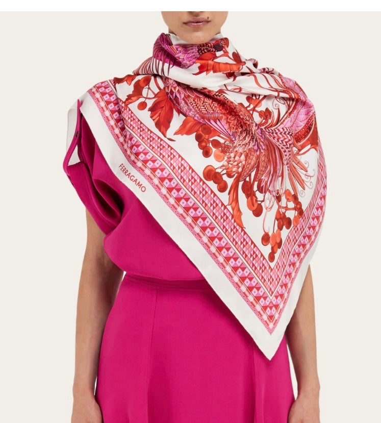 Ferragamo Animal Print Silk Scarf