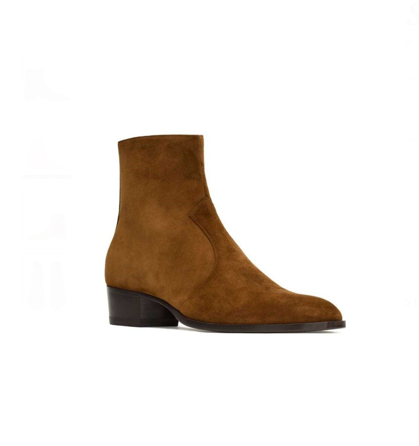 Saint Laurent Wyatt Suede brown leather Boots