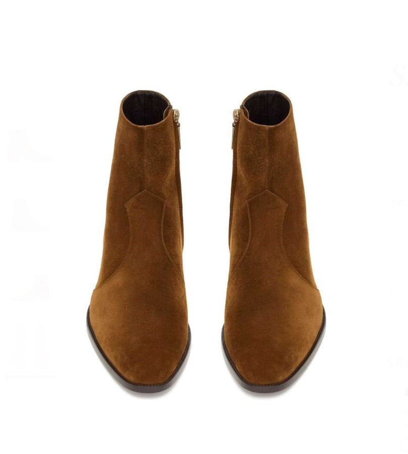 Saint Laurent Wyatt Suede brown leather Boots