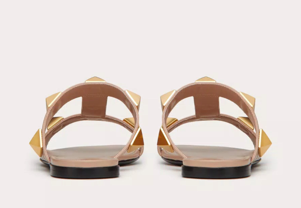 Valentino Flat Roman Stud Slide Sandal