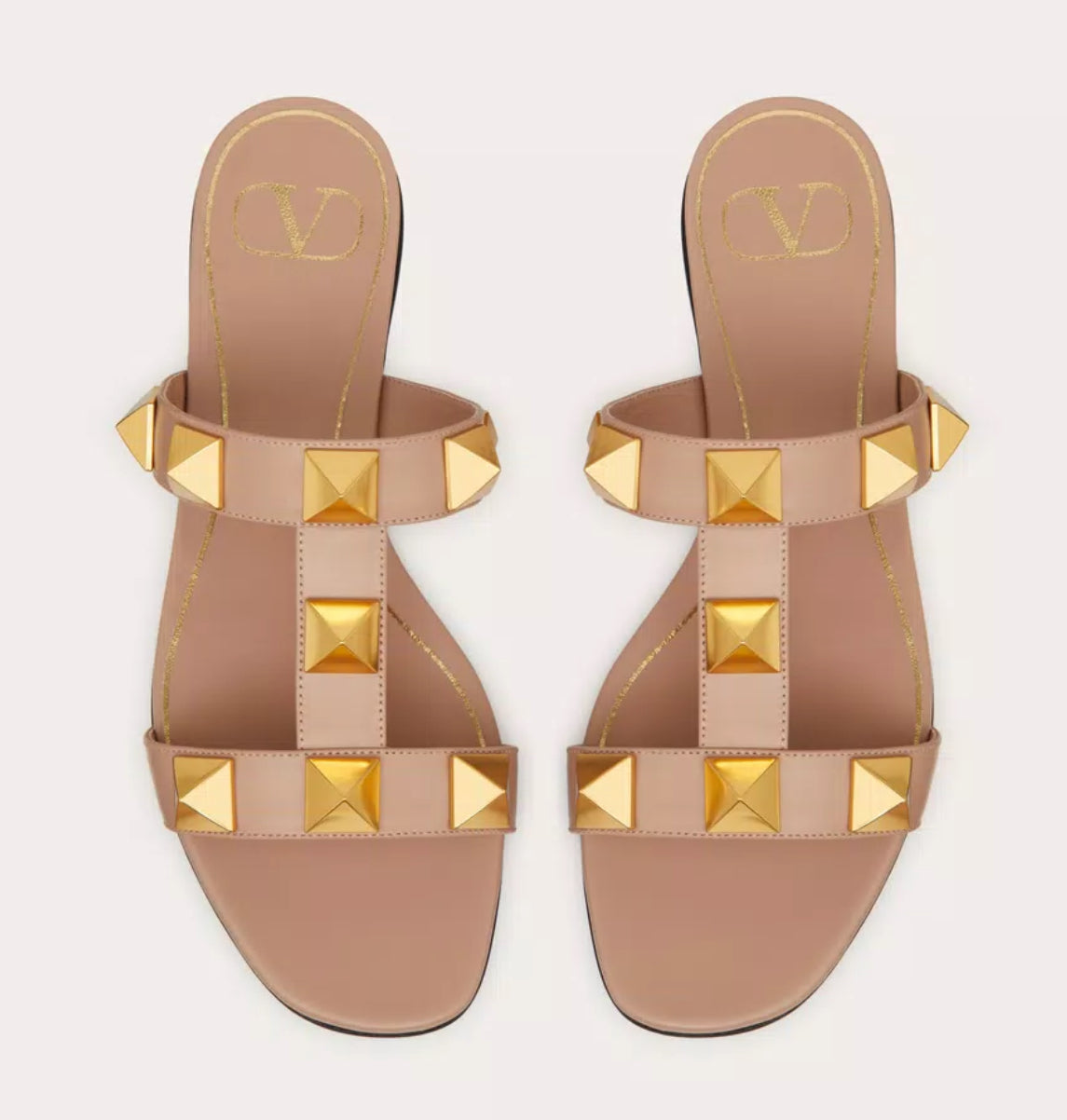 Valentino Flat Roman Stud Slide Sandal