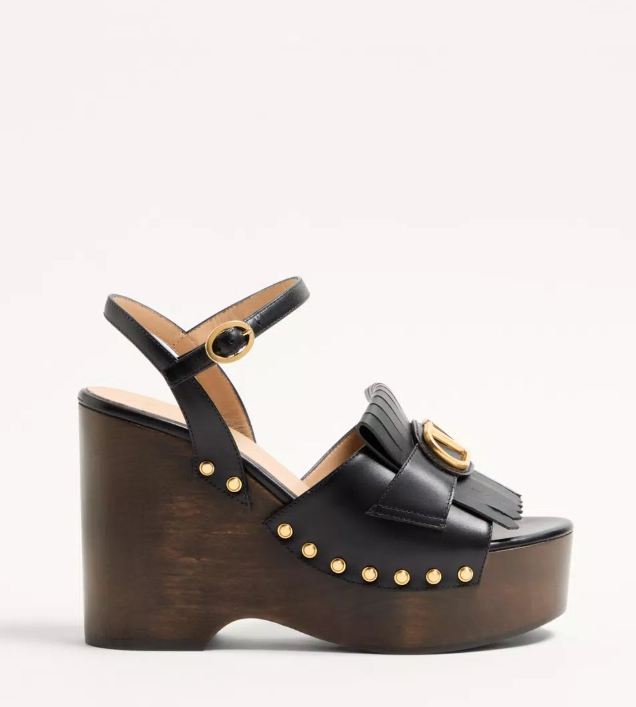 Valentino V-Logo Signature Fringed Clog Sandal