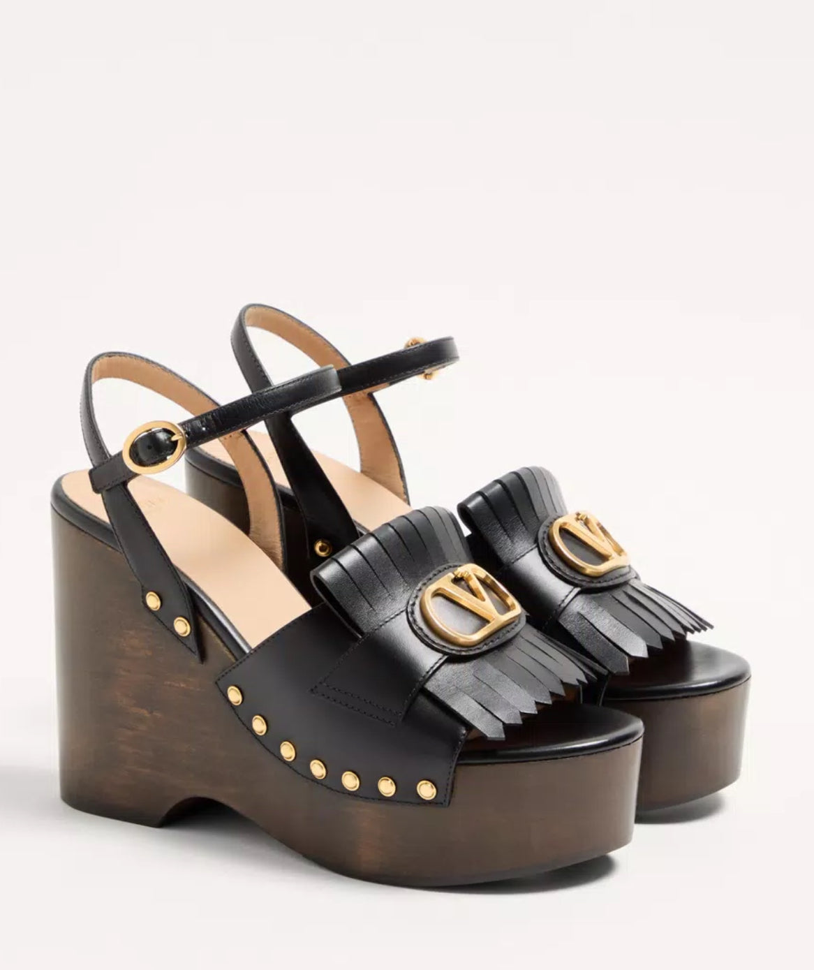 Valentino V-Logo Signature Fringed Clog Sandal
