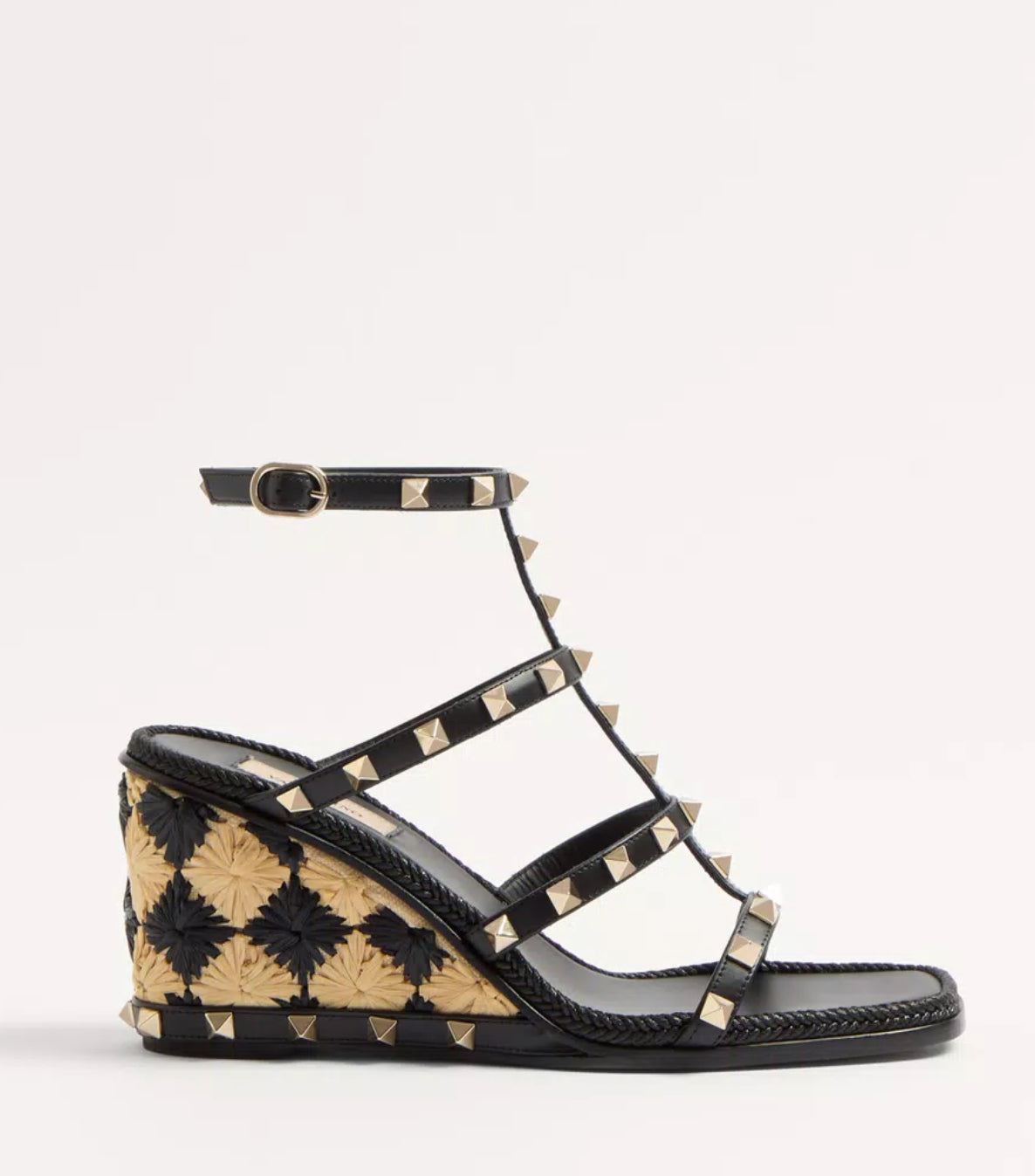 Valentino Rockstud Checker Embroidery Sandal
