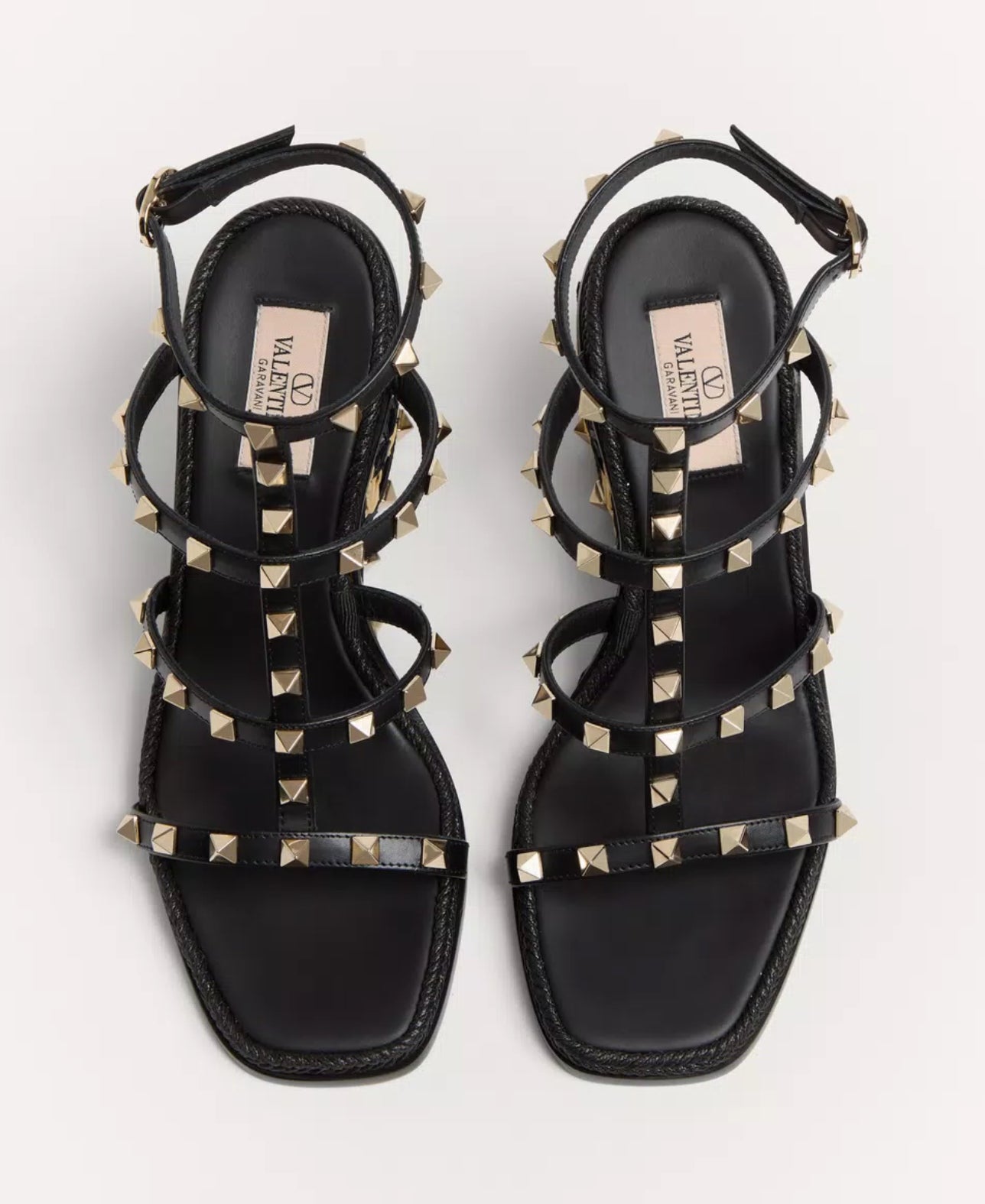 Valentino Rockstud Checker Embroidery Sandal