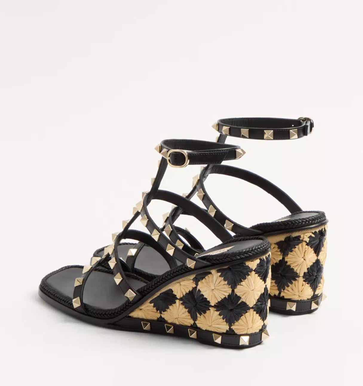 Valentino Rockstud Checker Embroidery Sandal