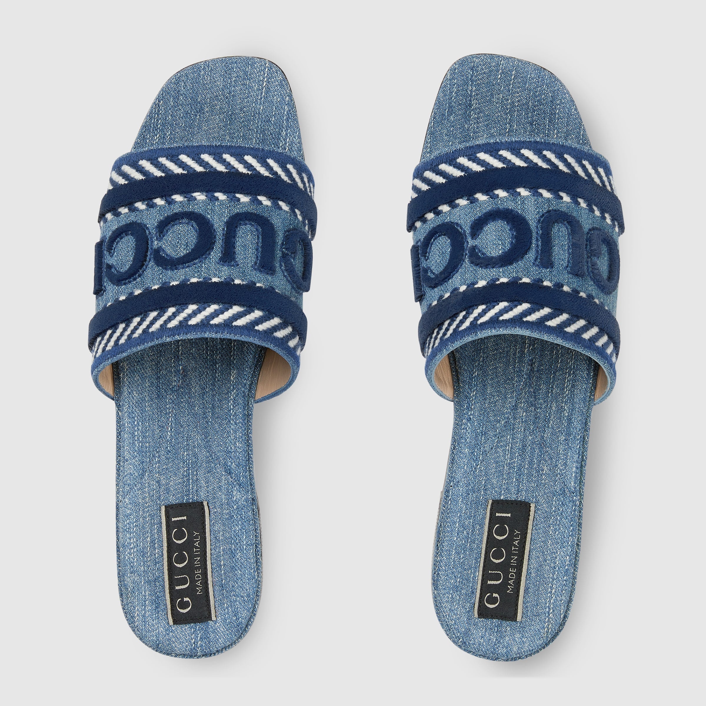 Gucci Logo Denim Slide Sandals
