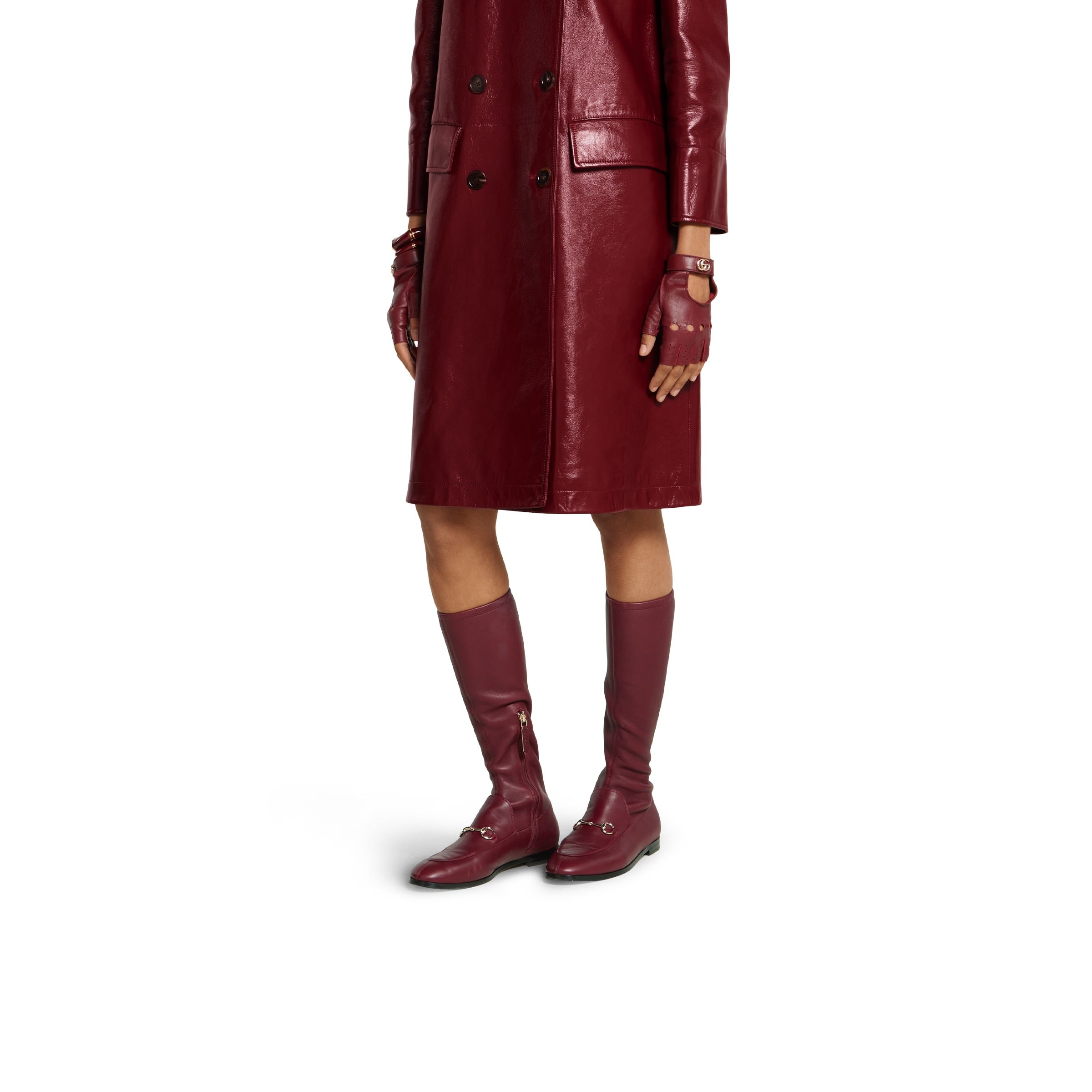 Gucci Jordaan Horsebit Stretch Leather Boots