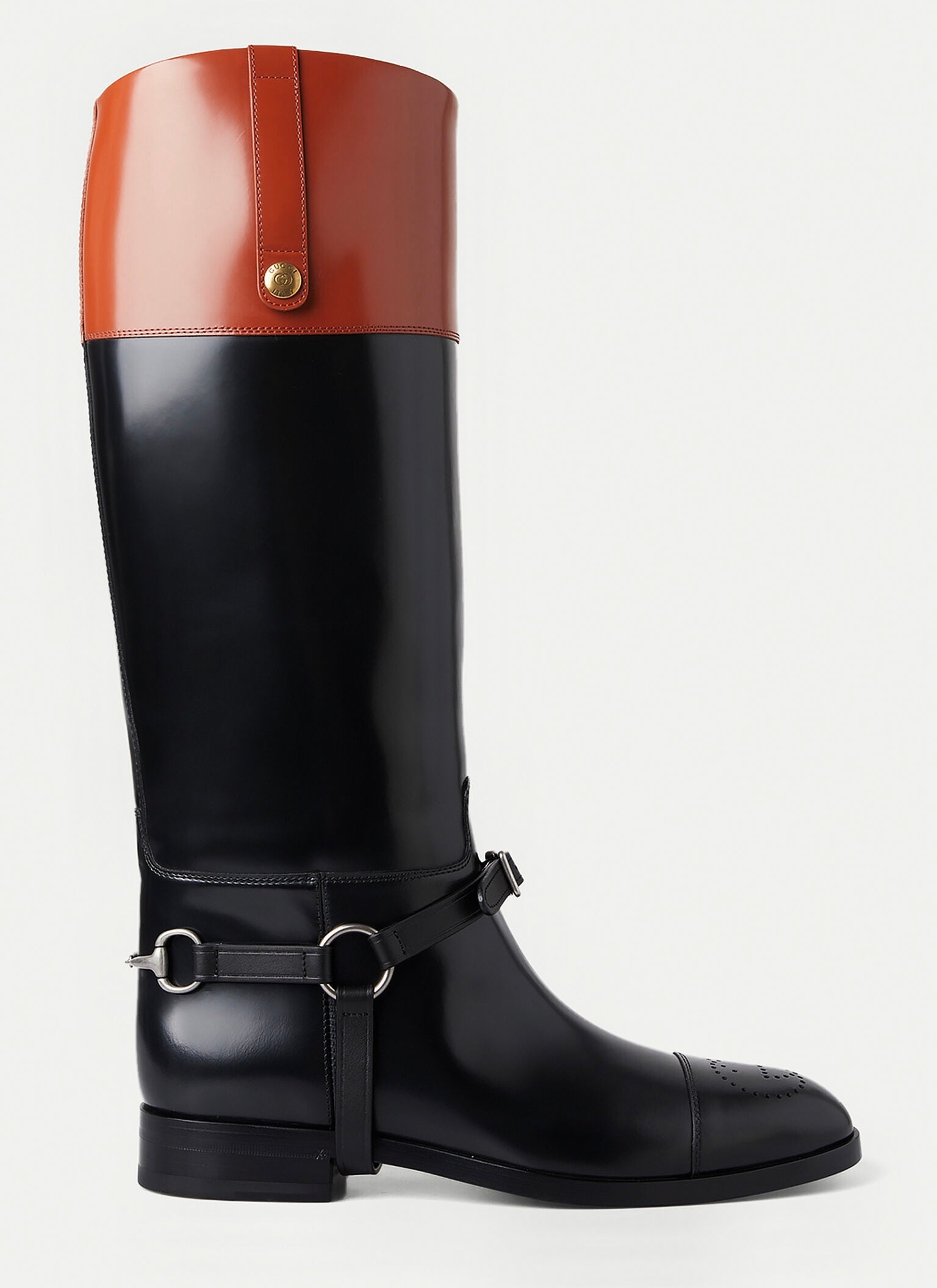 Gucci Harness Horsebit Leather Knee Boots