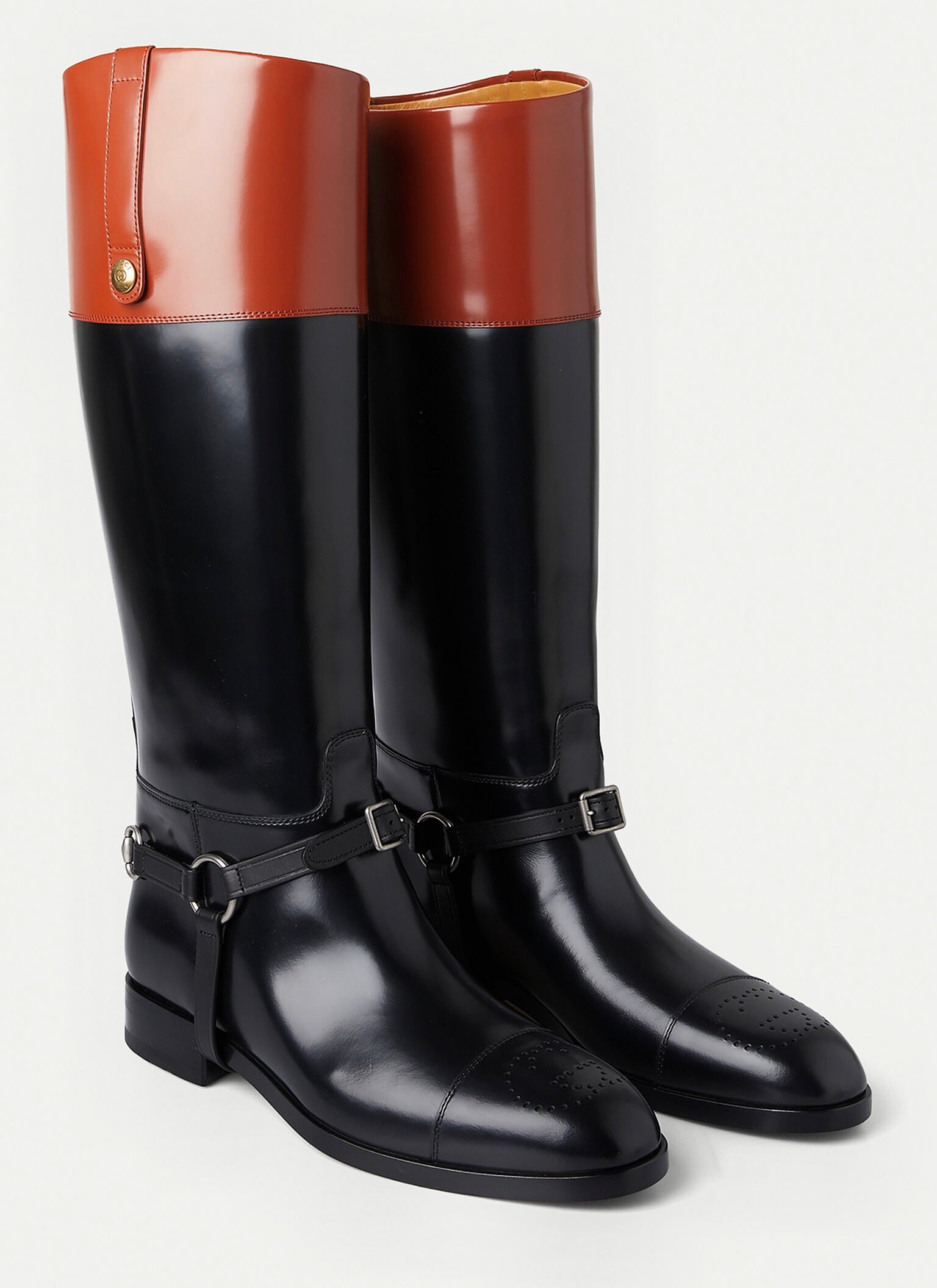 Gucci Harness Horsebit Leather Knee Boots