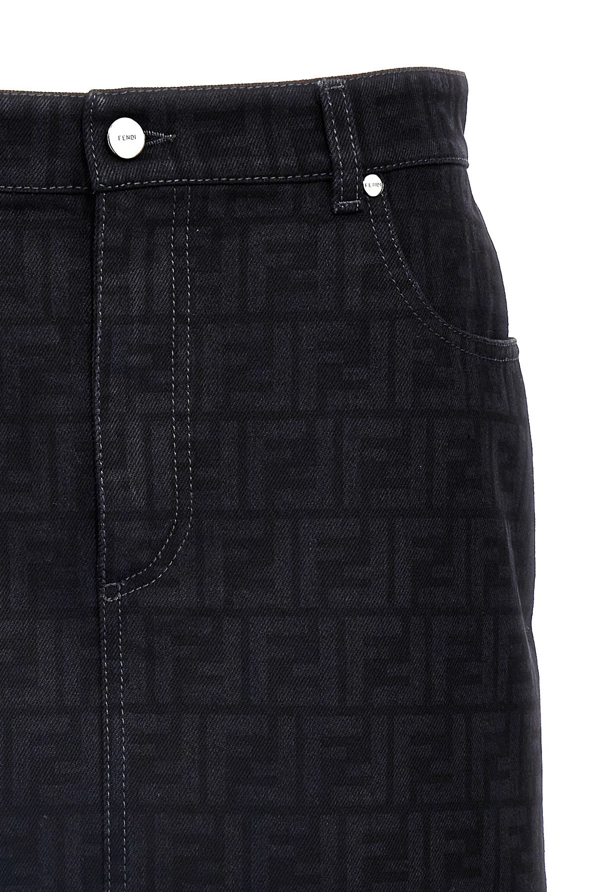 FENDI BLACK FF DENIM MINI SKIRT