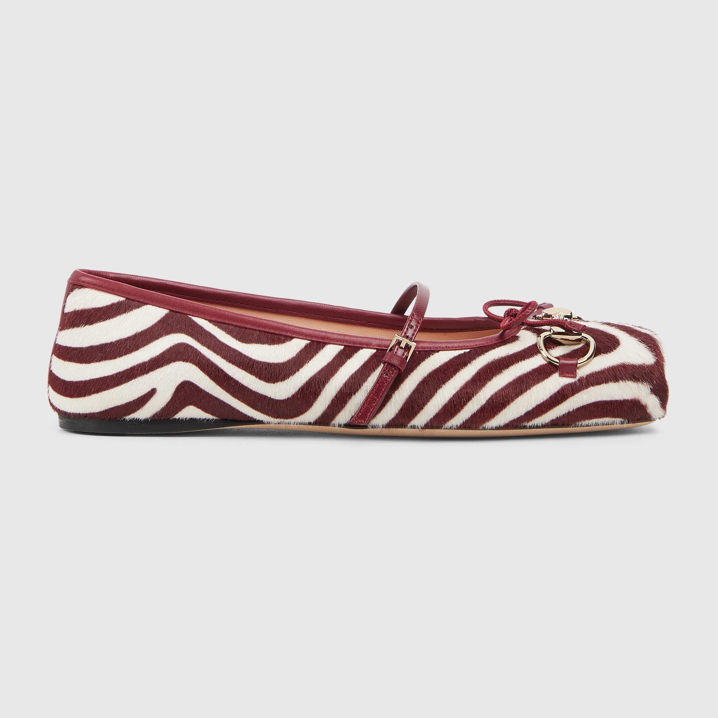 Gucci Horsebit Bow Calf Hair Ballet Flats