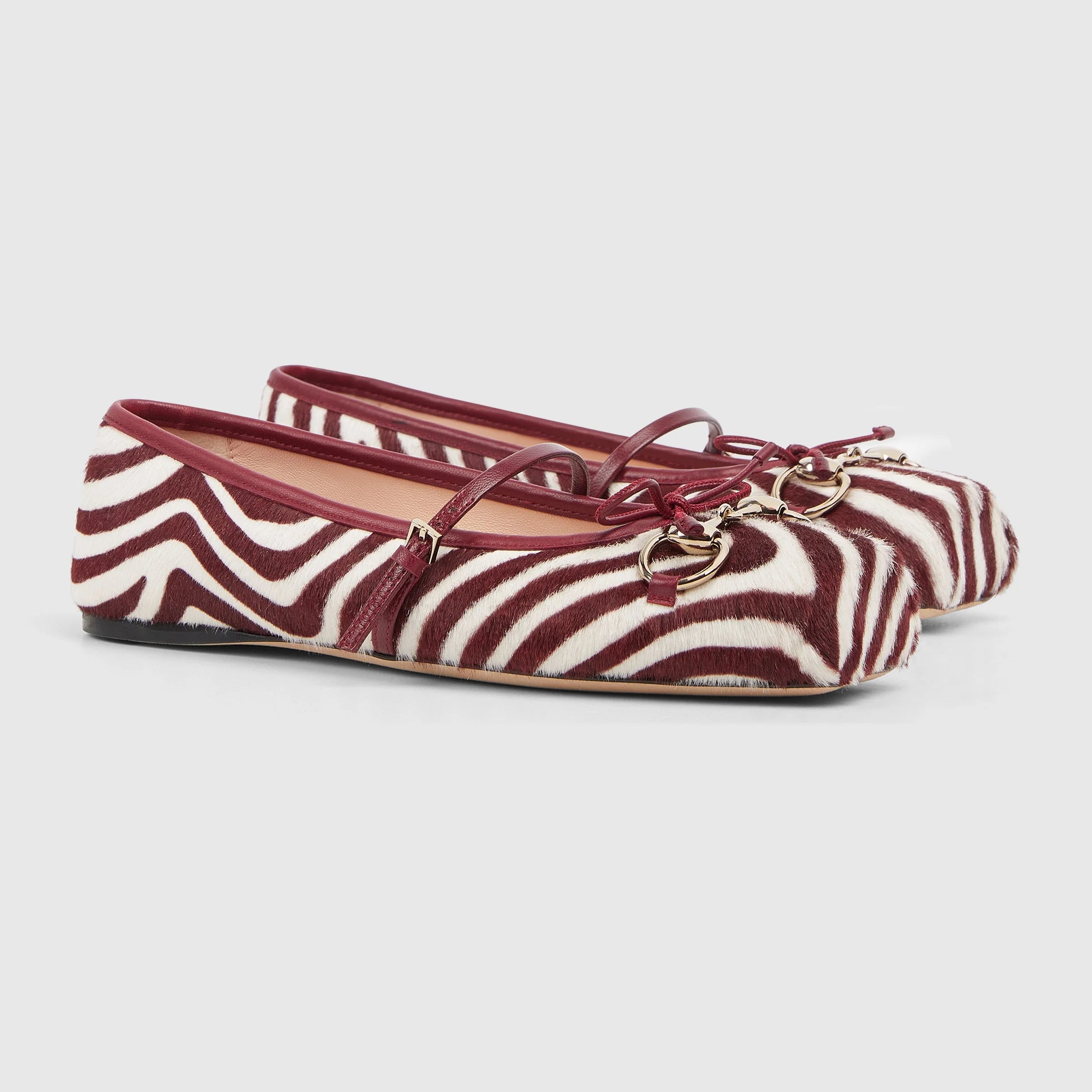 Gucci Horsebit Bow Calf Hair Ballet Flats