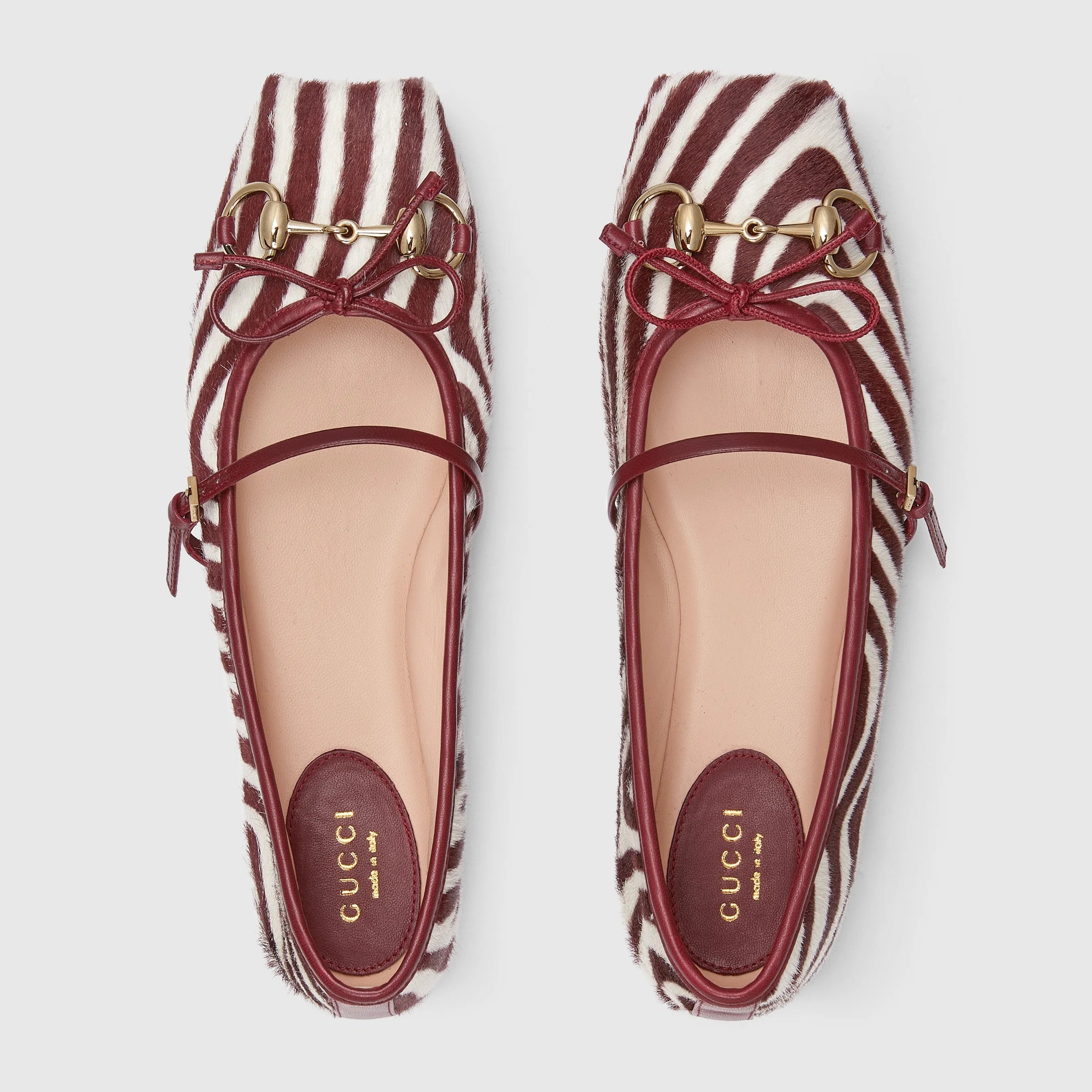 Gucci Horsebit Bow Calf Hair Ballet Flats